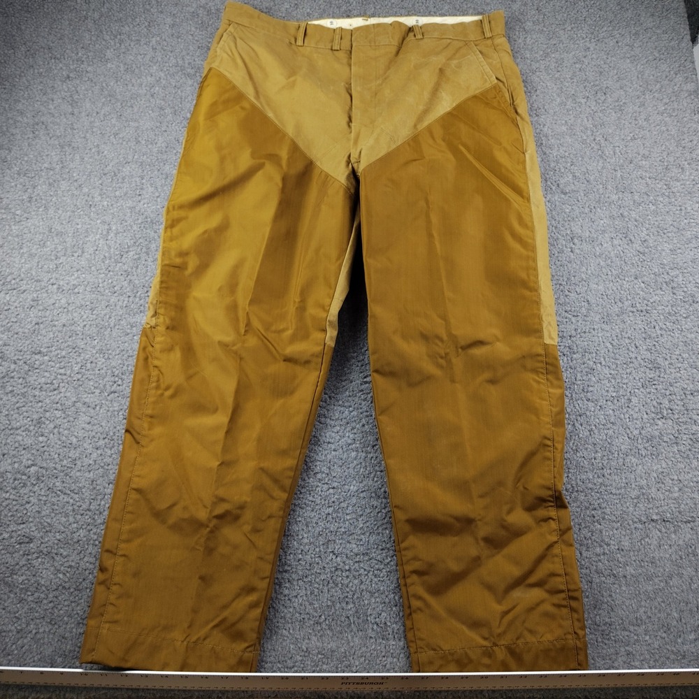 VTG Duxbak Pants Mens 38x29 Aero Cloth Gusseted Brown Hunting Field Brush